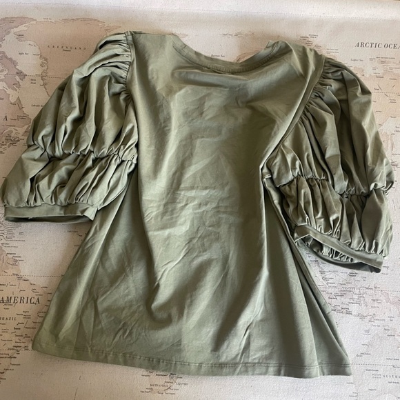 🆕Trish Scully Olive Puff Sleeve Top Size XL NWOT - Picture 5 of 5